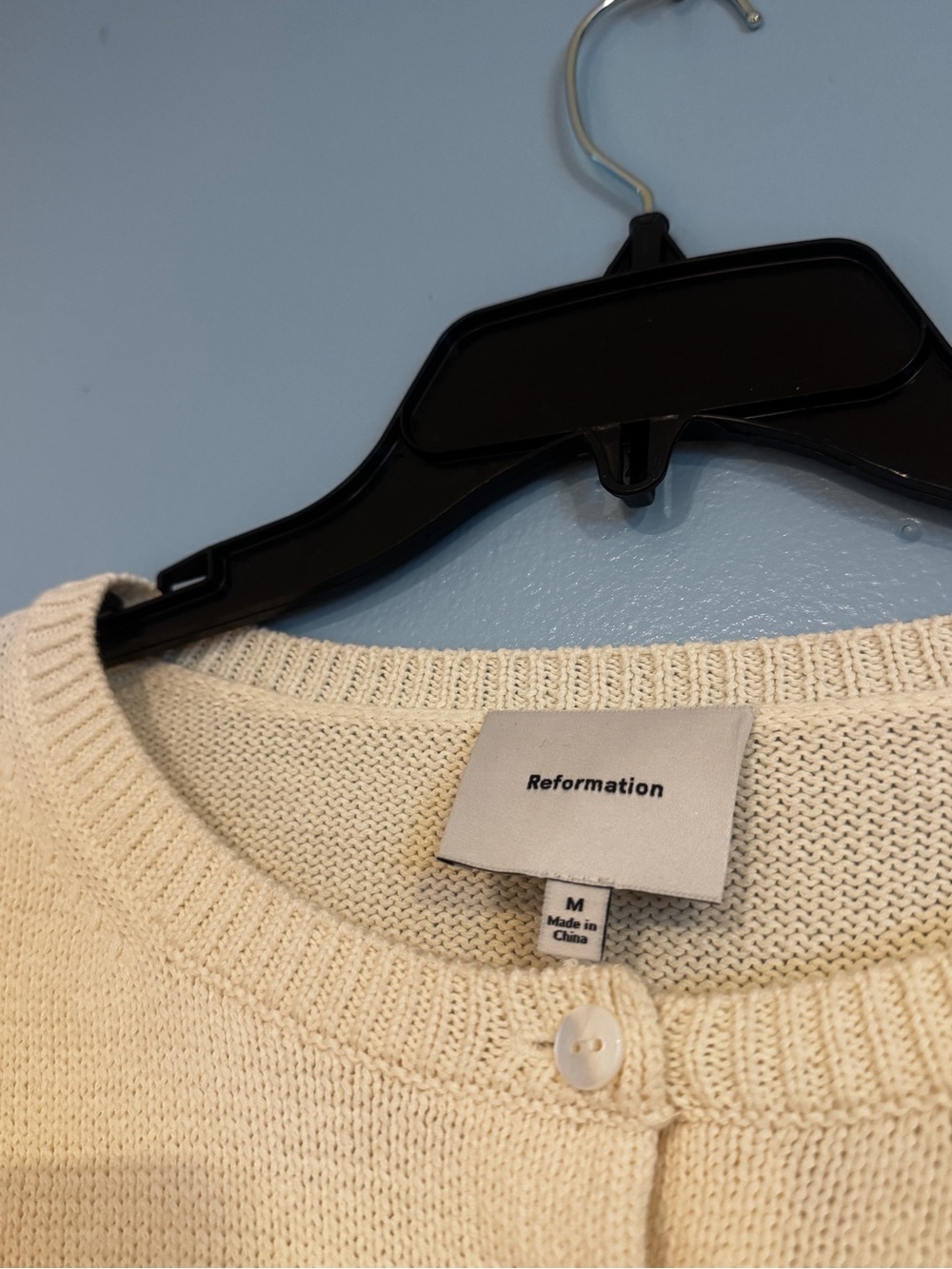 Reformation Clara Cotton Crew Cardigan Fior Di Latte - Picture 4 of 8